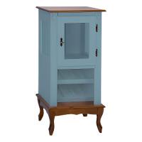 Adega Rústica 1 Porta Com Espaço Para Até 8 Garrafas Com Pés Luiz Xv - Azul Céu Com Tampo E Base Imbuia Glazer - 2