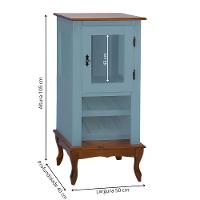 Adega Rústica 1 Porta Com Espaço Para Até 8 Garrafas Com Pés Luiz Xv - Azul Céu Com Tampo E Base Imbuia Glazer - 4