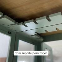 Adega E Cristaleira Colonial Com 2 Portas De Vidro E Pés Luiz Xv - Verde Kalle Laca Com Tampo E Base Imbuia Glazer