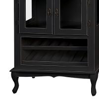 Adega Colonial De Madeira Com 2 Portas Para Até 12 Garrafas - Preto Com Tampo Castanho Envelhecido - 3