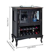 Adega Colonial De Madeira Com 2 Portas Para Até 12 Garrafas - Preto Com Tampo Castanho Envelhecido - 4