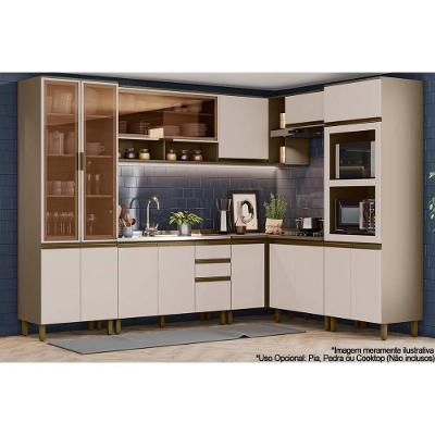Cozinha Completa Connect 10 Peças C6P07 15 Portas 2 Gavetas MDF Amadeirado