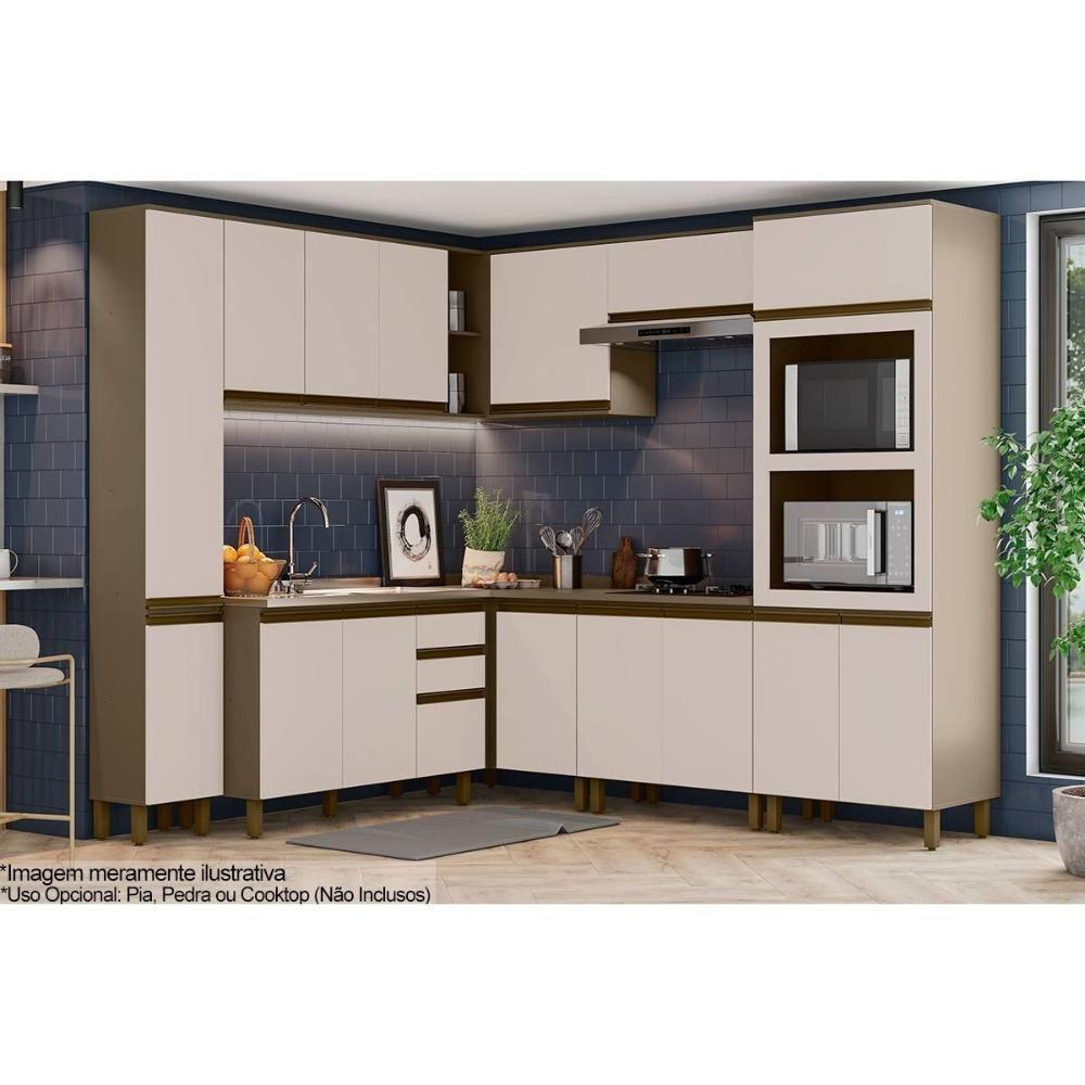 Cozinha Modulada Connect 10 Peças 3 Aéreos + 3 Balcões + 2 Paneleiros + 2 Complementos C5p70 Duna2 Aéreos + 1 Balcão + 1 Complemento - 1