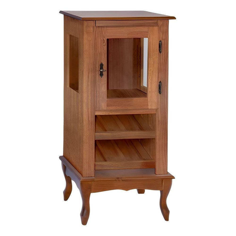 Adega Rústica 1 Porta Com Espaço Para Até 8 Garrafas Com Pés Luiz Xv - Imbuia Glazer - 1