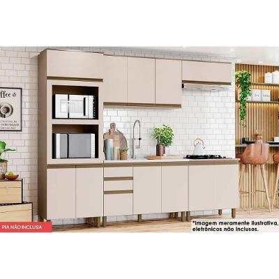 Cozinha Modulada Connect 6 Peças 2 Aéreos + 2 Balcões+ 1 Paneleiro + 1 Complemento C6p23 Duna Cristal2 Aéreos + 1 Balcão + 1 Complemento