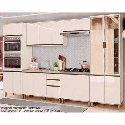 Cozinha Modulada Connect 7 Peças 2 Aéreos + 2 Balcões+ 2 Paneleiros + 1 Complemento C5p89 Off White2 Aéreos + 1 Balcão + 1 Complemento