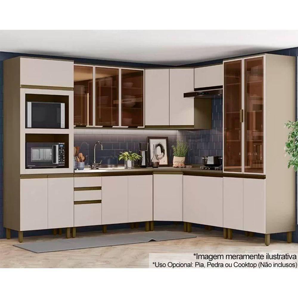 Cozinha Modulada Connect 10 Peças 3 Aéreos + 3 Balcões + 2 Paneleiros + 2 Complementos C6p04 Duna Cristal2 Aéreos + 1 Balcão + 1 Complemento - 1