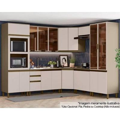 Cozinha Modulada Connect 10 Peças 3 Aéreos + 3 Balcões + 2 Paneleiros + 2 Complementos C6p04 Duna Cristal2 Aéreos + 1 Balcão + 1 Complemento