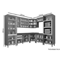 Cozinha Modulada Connect 10 Peças 3 Aéreos + 3 Balcões + 2 Paneleiros + 2 Complementos C6p04 Duna Cristal2 Aéreos + 1 Balcão + 1 Complemento