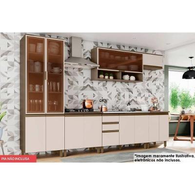 Cozinha Modulada Connect 8 Peças 23 Aéreos + 3 Balcões + 1 Paneleiro+2tampos C6p16 Duna Cristal2 Aéreos + 1 Balcão + 1 Complemento