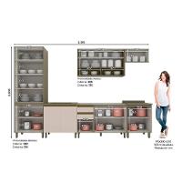 Cozinha Modulada Connect 8 Peças 23 Aéreos + 3 Balcões + 1 Paneleiro+2tampos C6p16 Duna Cristal2 Aéreos + 1 Balcão + 1 Complemento - 3