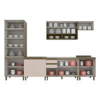 Cozinha Modulada Connect 8 Peças 23 Aéreos + 3 Balcões + 1 Paneleiro+2tampos C6p16 Duna Cristal2 Aéreos + 1 Balcão + 1 Complemento
