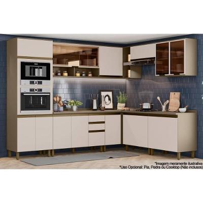 Cozinha 13 Peças (4 Armários + 1 Paneleiro + 4 Balcões + 4 Complementos) C6p05 Duna-cristal