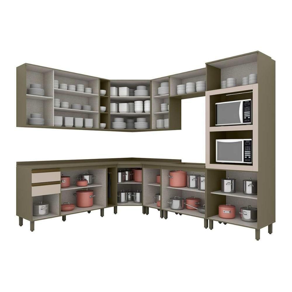 Cozinha Modulada Connect 15 Peças 5aéreos+5balcões+ 1 Paneleiro +4complementos C6p14 Duna Cristal2 Aéreos + 1 Balcão + 1 Complemento - 3