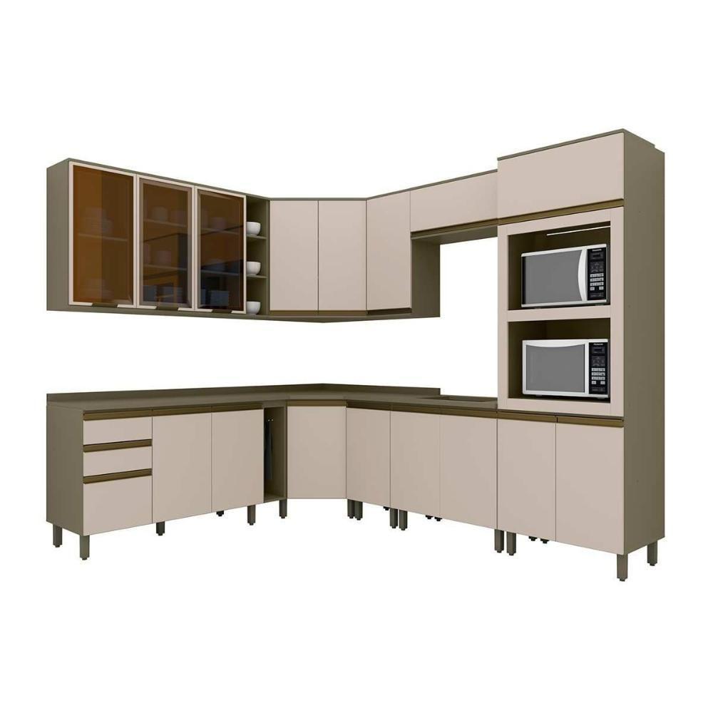 Cozinha Modulada Connect 15 Peças 5aéreos+5balcões+ 1 Paneleiro +4complementos C6p14 Duna Cristal2 Aéreos + 1 Balcão + 1 Complemento - 4