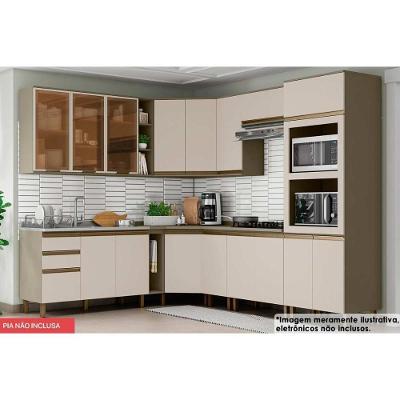 Cozinha Modulada Connect 15 Peças 5aéreos+5balcões+ 1 Paneleiro +4complementos C6p14 Duna Cristal2 Aéreos + 1 Balcão + 1 Complemento