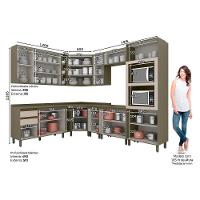 Cozinha Modulada Connect 15 Peças 5aéreos+5balcões+ 1 Paneleiro +4complementos C6p14 Duna Cristal2 Aéreos + 1 Balcão + 1 Complemento - 2