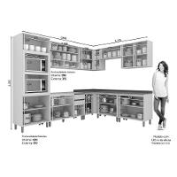 Cozinha Modulada Connect 13 Peças 4aéreos+4balcões+ 1 Paneleiro +4complementos C6p05 Duna Cristal2 Aéreos + 1 Balcão + 1 Complemento - 8