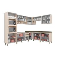 Cozinha Modulada Connect 13 Peças 4aéreos+4balcões+ 1 Paneleiro +4complementos C6p05 Duna Cristal2 Aéreos + 1 Balcão + 1 Complemento - 10