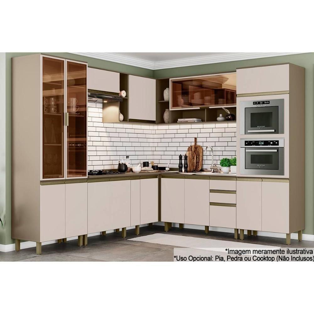Cozinha Modulada Connect 13 Peças 4aéreos+4balcões+ 2 Paneleiros +3complementos C6p02 Duna Cristal2 Aéreos + 1 Balcão + 1 Complemento - 1