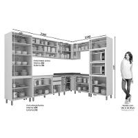 Cozinha Modulada Connect 13 Peças 4aéreos+4balcões+ 2 Paneleiros +3complementos C6p02 Duna Cristal2 Aéreos + 1 Balcão + 1 Complemento - 3