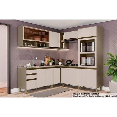Cozinha Completa Connect 12 Portas 2 Gavetas MDF Branco com Tampo