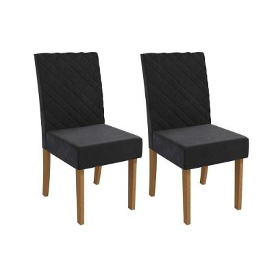 Cadeira Sala De Jantar 2cad133 Kit 2 Un Canela/suede Preto - Kappesberg