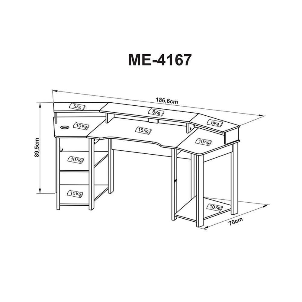 Quarto Completo Solteiro Gamer 4 Peças (mesa Cabeceira + Mesa De Computador + Balcão + Estante) Preto/azul - Tecno Mobili - 2