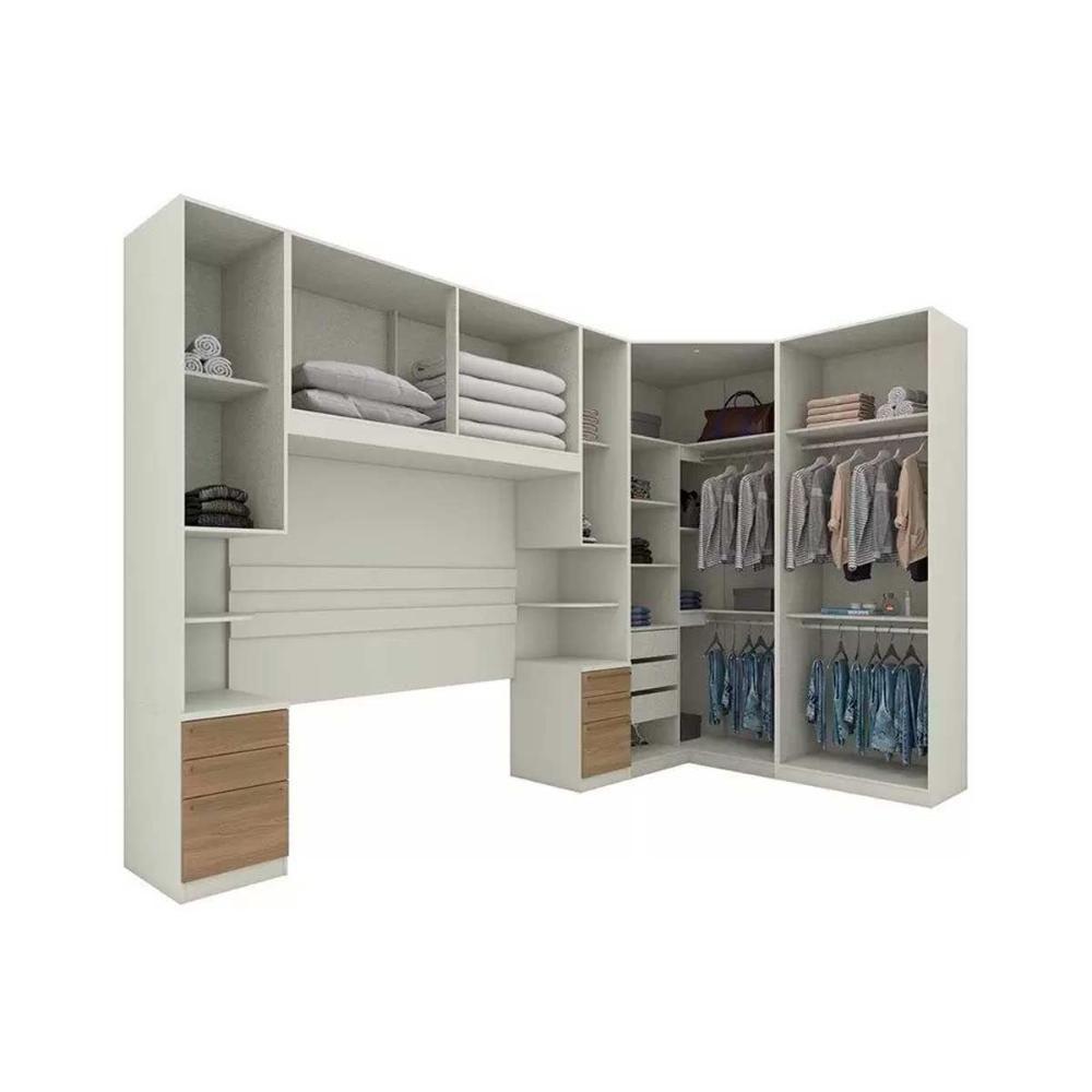 Quarto Casal Modulado Seletto 5 Peças (1 Armário Aéreo + 2 Guarda Roupas + 2 Complementos) Qcm69 Areia/jequitibá - Henn - 3