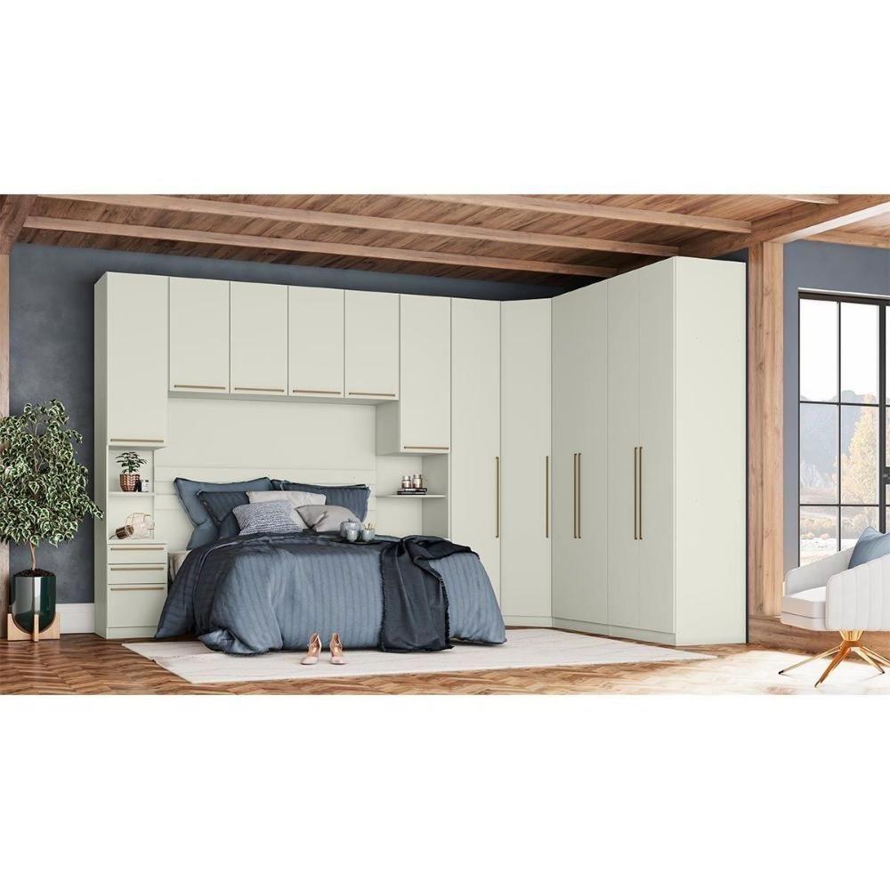 Módulos De Quarto Seletto Armário Mesa De Cabeceira Mc02 Com 1 Porta E 3 Gavetas Areia Jequitibá Henn - 5