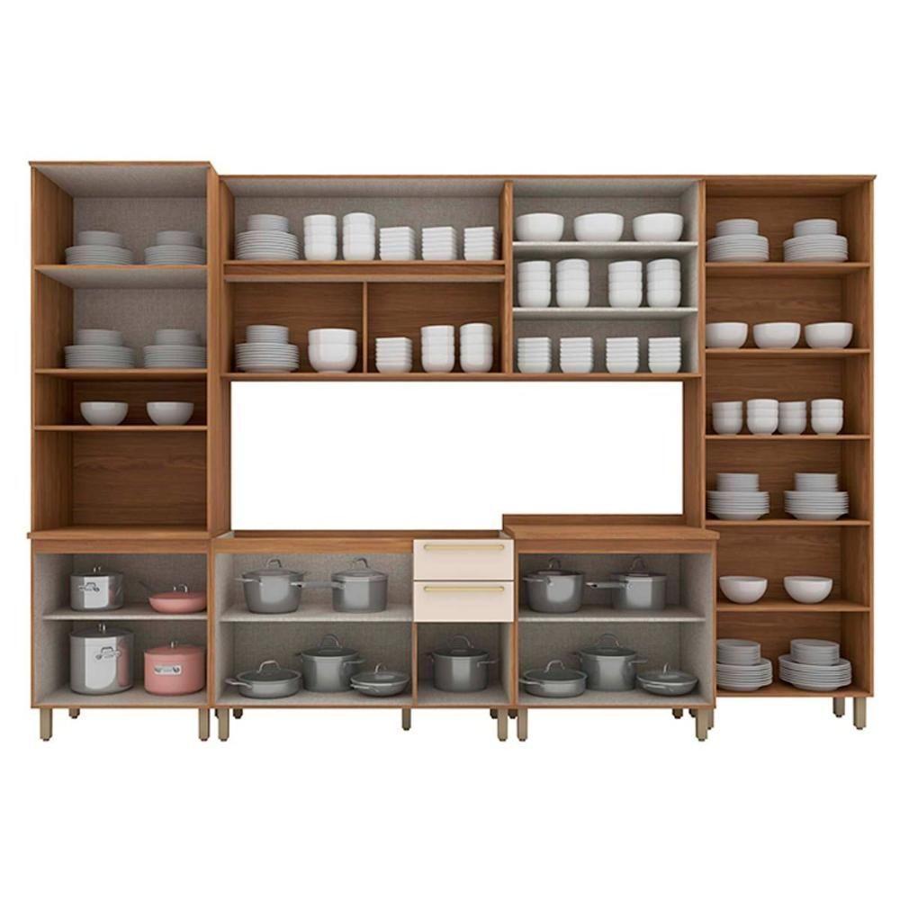 Kit Cozinha Modulada 7 Peças Requinte (2aéreos+2balcões+2paneleiros+1complemento) Cz101 Nature-nature-areia - Henn - 4