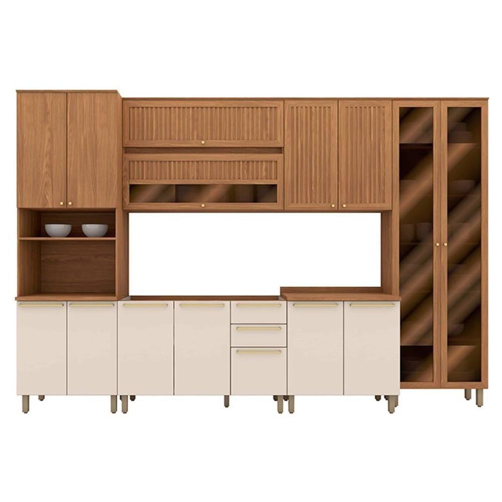 Kit Cozinha Modulada 7 Peças Requinte (2aéreos+2balcões+2paneleiros+1complemento) Cz101 Nature-nature-areia - Henn - 5