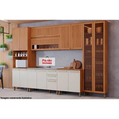 Kit Cozinha Modulada 7 Peças Requinte (2aéreos+2balcões+2paneleiros+1complemento) Cz101 Nature-nature-areia - Henn