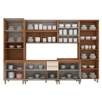 Kit Cozinha Modulada 7 Peças Requinte (2aéreos+2balcões+2paneleiros+1complemento) Cz101 Nature-nature-areia - Henn