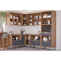Kit Cozinha Modulada 7 Peças Eloise 33 Aéreos + 3 Balcões + 1 Paneleiro Cz029 Freijó Titanium - 4