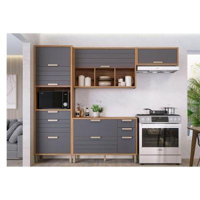 Kit Cozinha Modulada 4 Peças Eloise 2 Aéreos + 1 Balcão + 1 Torre Quente C4p181 Freijó Titanium