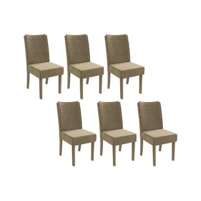 Kit 2 Cadeiras De Cozinha 2cad129ng 6 Un Nogueira-suede Bege A036 - Kappesberg