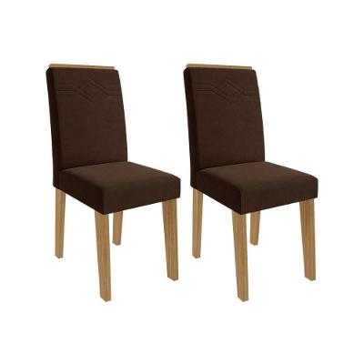 Kit 2 Cadeiras Sala Jantar Taís 2 Un Nature-suede Joli Chocolate - Cimol