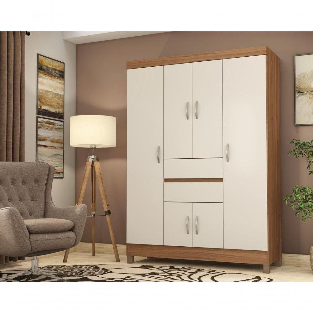 Guarda Roupa Solteiro 6 Portas E 2 Gavetas Ecom Ii Café Touch - Demóbile - 1