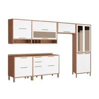 Cozinha Modulada Completa Syrah 6 Peças 3aéreo+2balcões+ 1 Paneleiro 6p01 Amendoa Off White Ronipa
