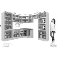 Cozinha Modulada Connect 10 Peças 3 Aéreos + 3 Balcões + 2 Paneleiros + 2 Complementos C6p24 Duna Cristal2 Aéreos + 1 Balcão + 1 Complemento