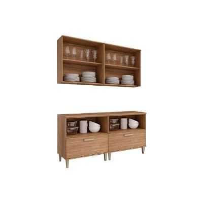Cozinha Modulada Completa Bella 4 Peças S- Portas (2aéreos+2balcões) 160cm Freijo - Mgm