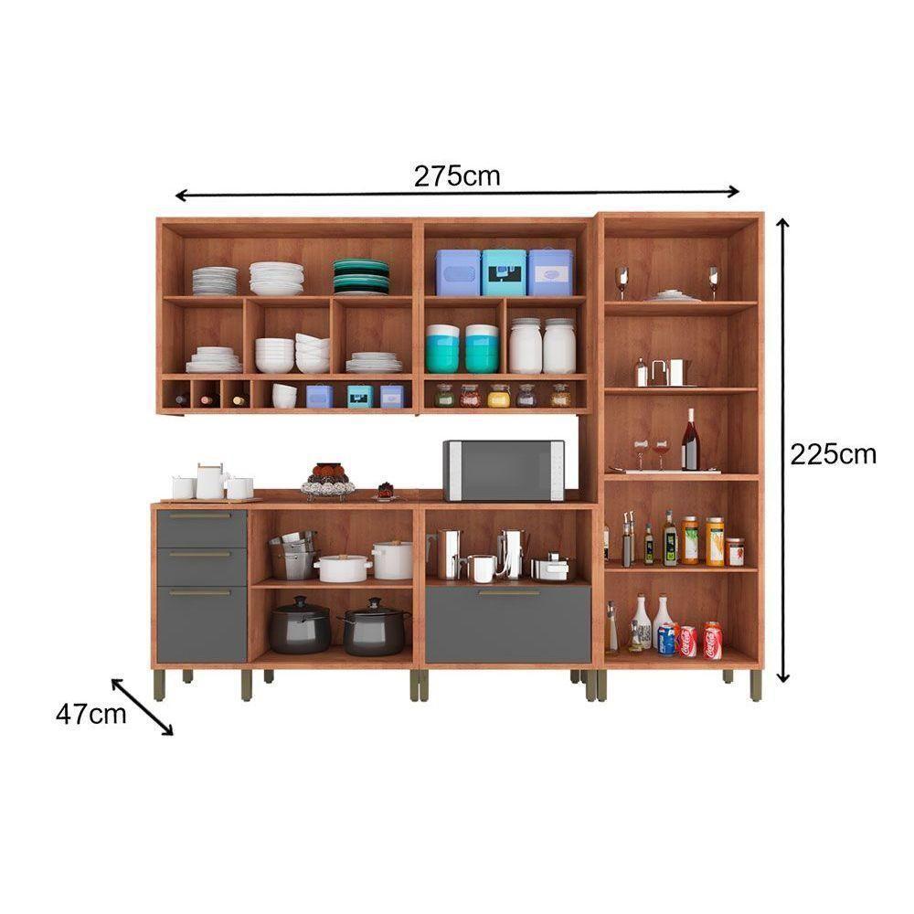 Cozinha Completa Syrah 5 Peças (2 Armários + 2 Balcões + 1 Paneleiro) C5p07 Amendoa-off White - Ronipa - 8