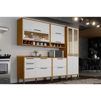 Cozinha Completa 5 Peças Syrah 2 Aéreos 2 Balcões 1 Paneleiro C5p07 Amendoa Off White Ronipa - 1