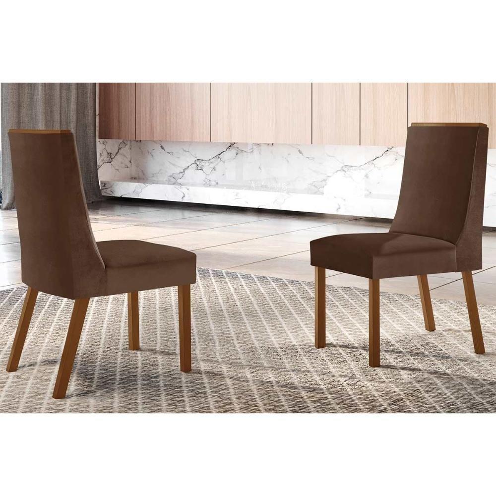 Cadeira Sala De Jantar Dakota Kit 2 Un Mdf Imbuia Veludo Marrom Rufato - 1