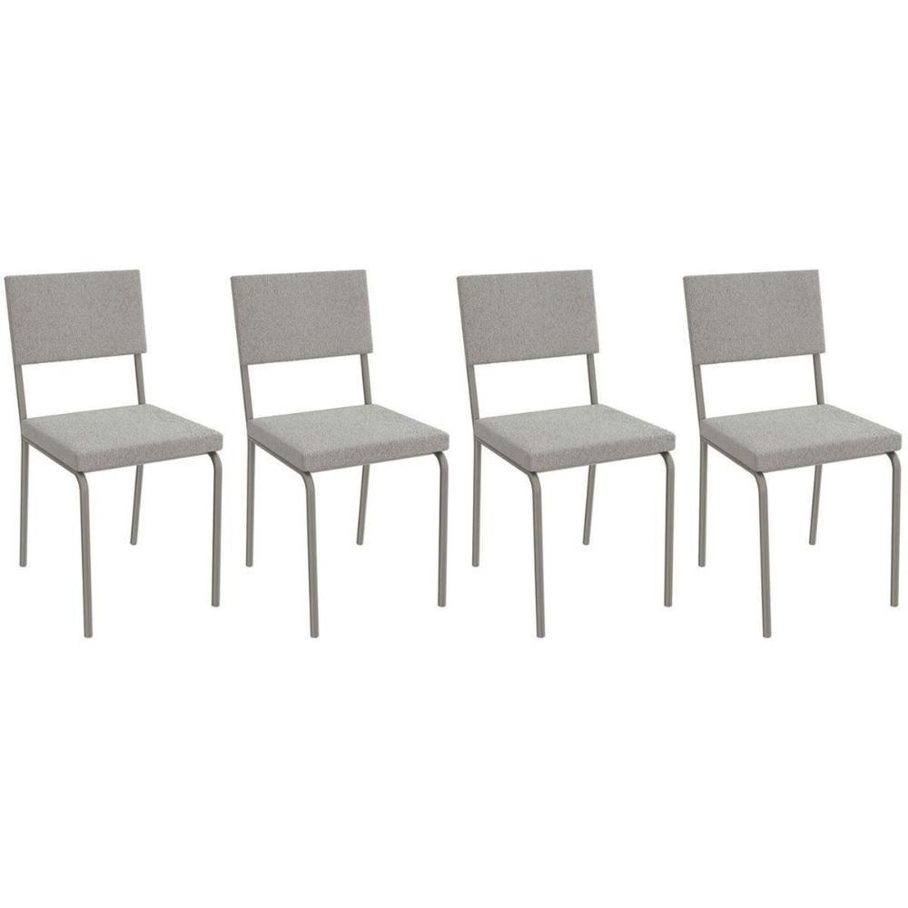 Cadeira Sala De Jantar Zaria 2c128 Kit 4 Un Niquel-boucle Cinza A056 - Kappesberg - 1