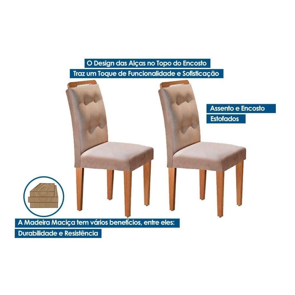 Cadeira Sala De Jantar Imperatriz Kit 2 Un Madeira Capuccino-suede Creme - Rufato - 3