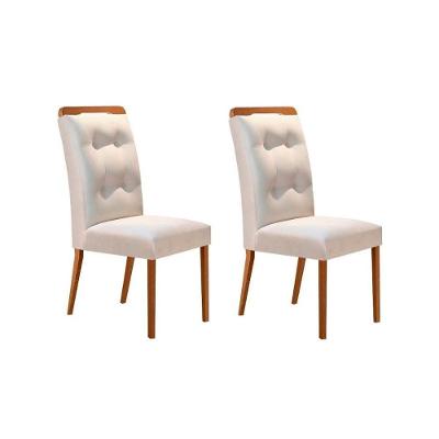Cadeira Sala De Jantar Imperatriz Kit 2 Un Madeira Capuccino-suede Creme - Rufato