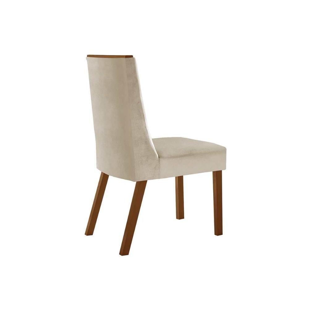 Cadeira Sala De Jantar Dakota Kit 2 Un Mdf Imbuia Veludo Creme Rufato - 3
