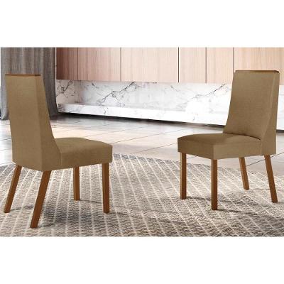 Cadeira Sala De Jantar Dakota Kit 2 Un Mdf Imbuia Linho Turim Rufato